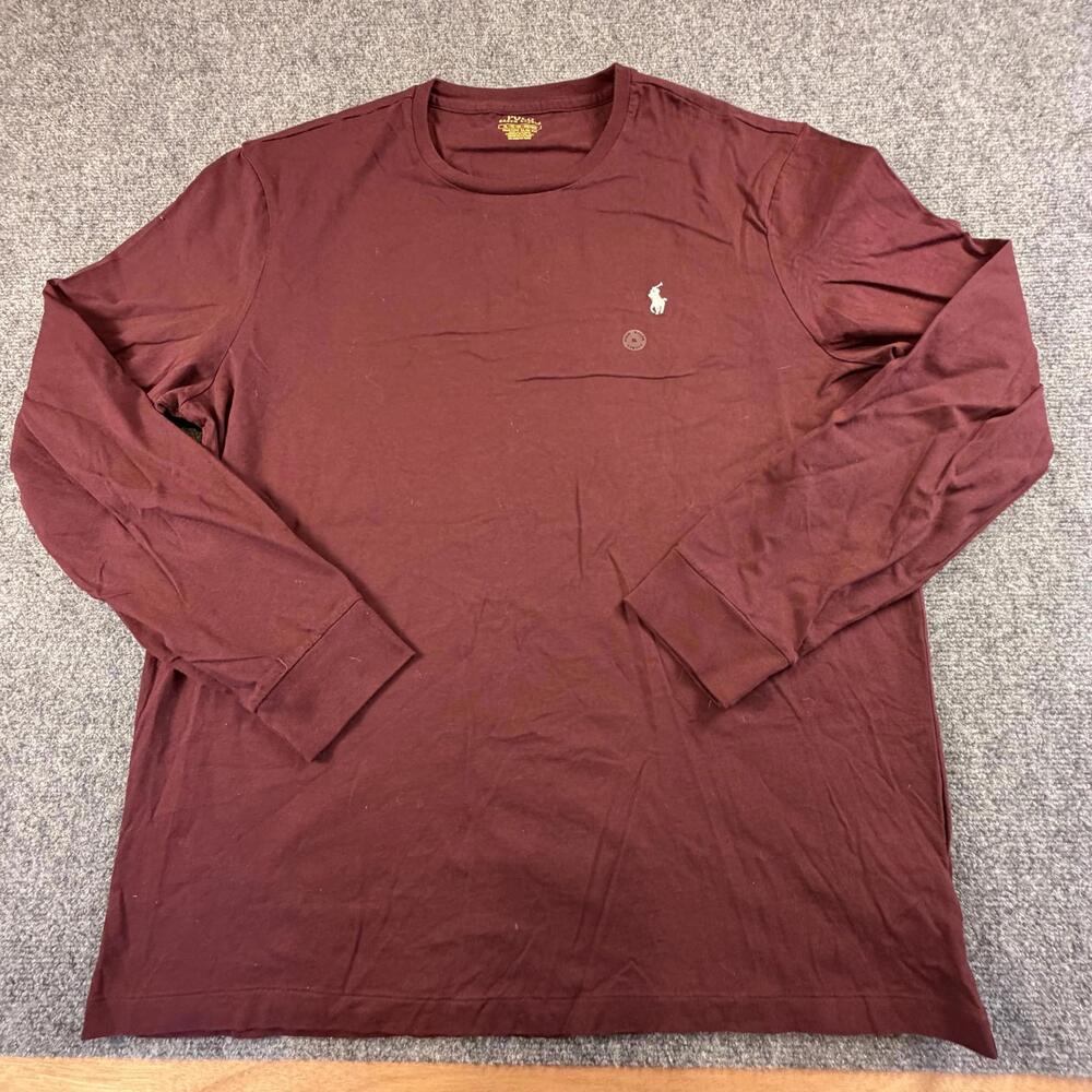 Polo Ralph Lauren Mens Long Sleeve Custom Slim‎ Fit Shirt XL Burgundy 1221
